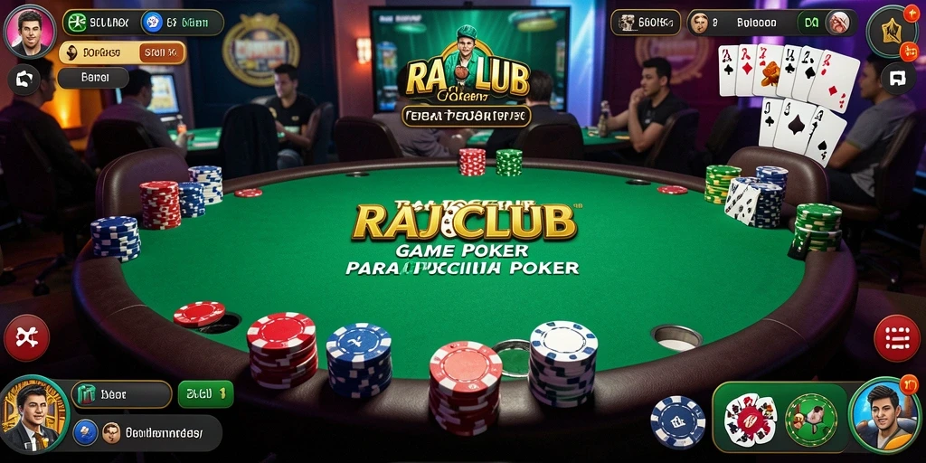 Screenshot utama RAJACLUB menunjukkan sesi permainan poker yang seru.