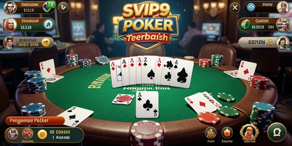 Tampilan gameplay Poker yang mendebarkan di SVIP9.
