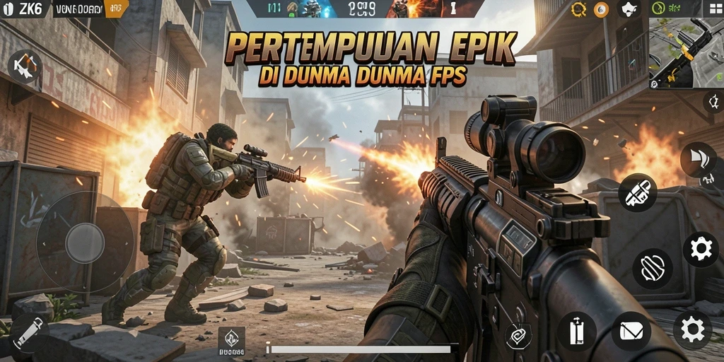 Screenshot gameplay ZK6 menunjukkan aksi mendebarkan di medan tempur.